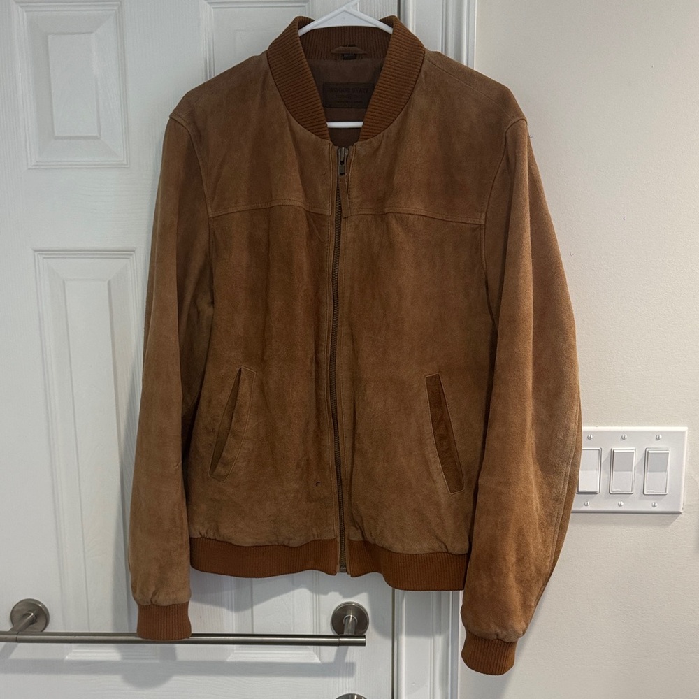 Rogue State Tan Suede Bomber Jacket (Size L) - Picture 8 of 13